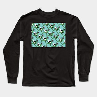 Jurassic Panda logo print blue Long Sleeve T-Shirt